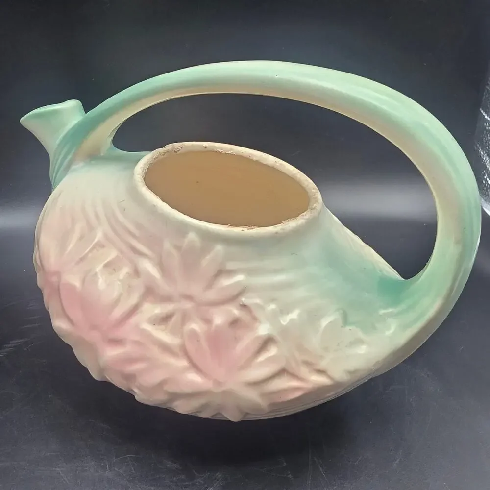McCoy Pink Green Daisy Tea Pot No Lid Vintage USA Pottery